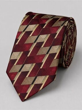 Stafford Mens Silk Tie Quiet Luxury Old Money Geometric Red Gold Career …